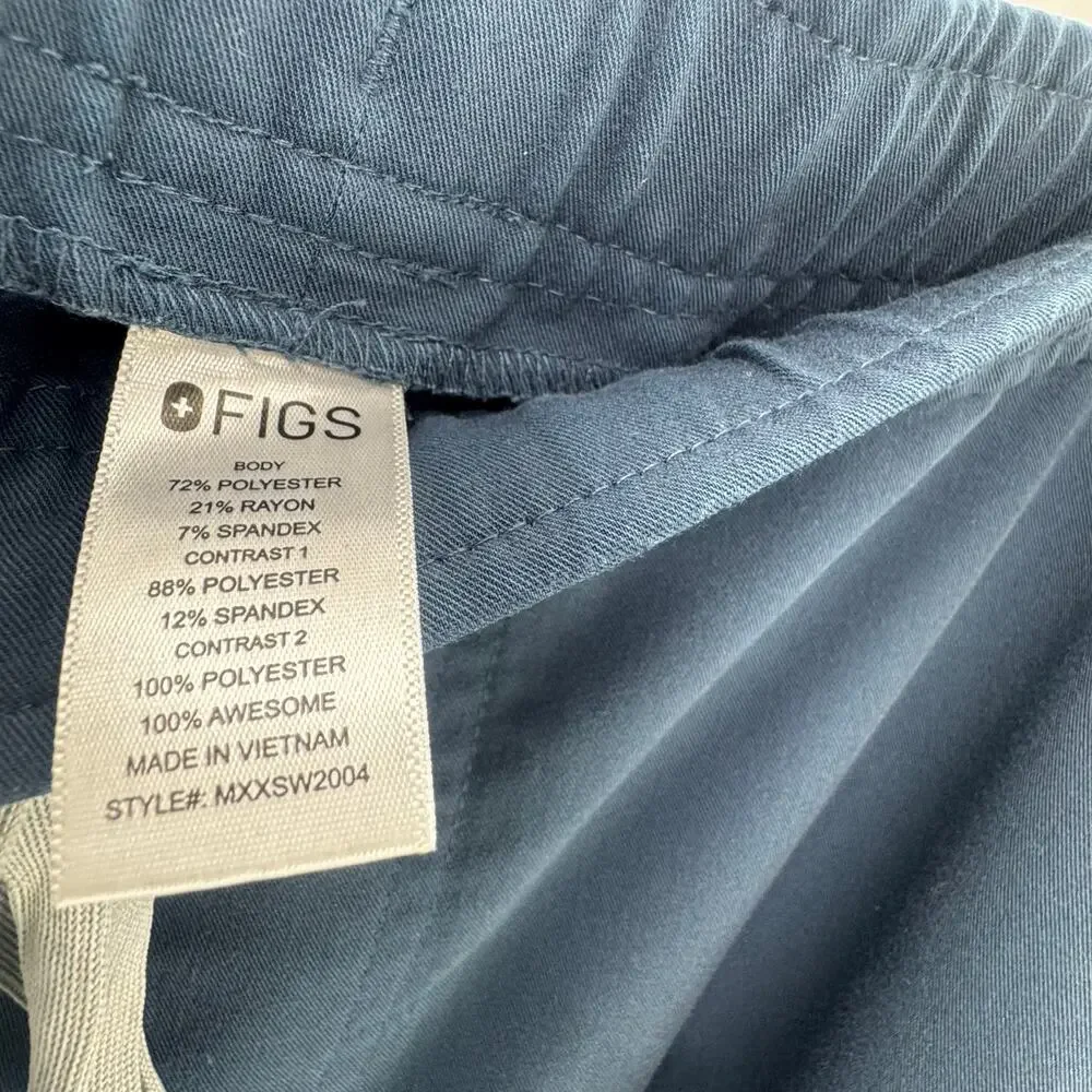 FIGS Men's Tansen Jogger Pants Classic Fit Elastic Waistband Gray Blue Size  L